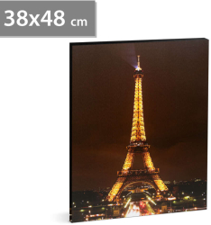 Tablou decorativ cu LED - &bdquo Turnul Eiffel&rdquo - 2 x AA 38 x 48 cm 