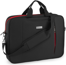 Geanta laptop dama barbati Zagatto&reg Compatibila 15.6 inch Dimensiune 40x31x7 cm Negru cu rosu Atasabila la troler Impermeabila C 