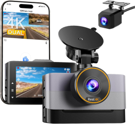 Camera auto dubla MaGeCa 4K fata + 1080P spate WiFi Control aplicatie Senzor de coliziune G-Sensor Unghi larg 170&deg + 140&deg Vede 