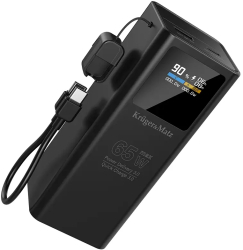 Power Bank 20000mAh 65W QC3.0 PD3.0 USB-C /USB-A Afisaj LCD Kruger&Matz KM0914 