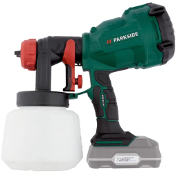 Pistol de vopsit 1000 ml 700ml/min 20V Li-Ion Parkside cu acumulator 2 Ah si incarcator 