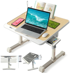 Stand laptop multifunctional tip masuta Reglabil Pliabil 60cm x 40cm x 27cm 40cm Suport carte Suport tableta Sertar depozitare Lemn