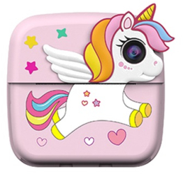 Aparat foto copii ZAZU Z5 cu printare instant - roz Unicorn camere duale 50 MP video Full HD ecran LCD color 2.4inch 