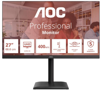 AOC 27" IPS UHD (3840x2160) HDMI DisplayPort Boxe Pivot negru