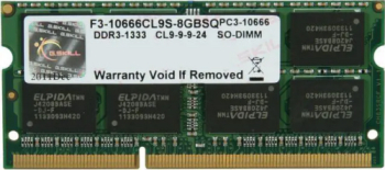 Memorie SO-DIMM G.Skill F3-10666CL9S-8GBSQ 8GB DDR3-1333 MHz CL9 