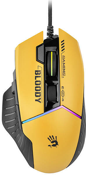 Mouse optic cu fir pentru gaming A4Tech W95Ultra Sports Lime 6 butoane 12000dpi negru-galben 