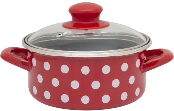 Cratiță 1.5l cu capac din sticlă Tufne Metalac email/16cm/1.5l
