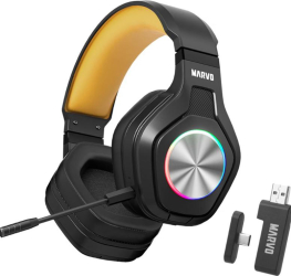 Căști Gaming Marvo HG9084W Pulz 80W Wireless 2.4 Ghz Bluetooth iluminare RGB (Negru)