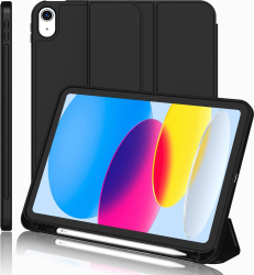 Husa pentru Apple iPad 11 2025 cu Suport Pencil Silicon TPU Smart Cover &ndash Neagra