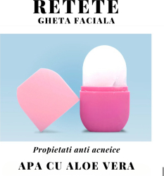 Aparat masaj facial cu gheata ice roller silicon fin rose pink 