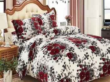 Set Lenjerie Premium Cocolino 4 Piese pentru Pat Dublu Alb/Multicolor Cearceaf de Pat 200x230cm cu 2 Fete de Perna 