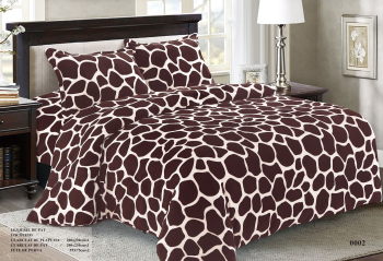 Set Lenjerie Premium Cocolino 4 Piese pentru Pat Dublu Maro/Alb Cearceaf de Pat 200x230cm cu 2 Fete de Perna 