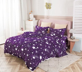 Set Lenjerie Premium Cocolino 4 Piese pentru Pat Dublu Mov Cearceaf de Pat 200x230cm cu 2 Fete de Perna 
