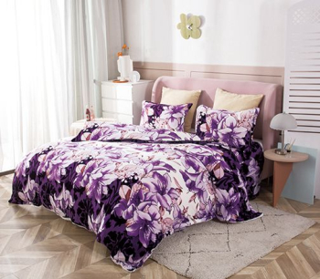 Set Lenjerie Premium Cocolino 4 Piese pentru Pat Dublu Mov deschis Cearceaf de Pat 200x230cm cu 2 Fete de Perna 