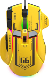 Mouse de gaming cu fir iluminare RGB - Galben mouse
