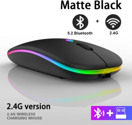 Mouse de gaming wireless RGB reincarcabil Bluetooth - Negru mouse