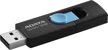MEMORIE USB 2.0 ADATA 32 GB retractabila carcasa plastic negru / albastru AUV220-32G-RBKBL timbru verde 0.03 lei 