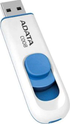 MEMORIE USB 2.0 ADATA 64 GB retractabila carcasa plastic alb / albastru AC008-64G-RWE timbru verde 0.03 lei 