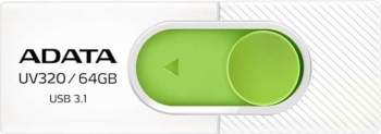 MEMORIE USB 3.2 ADATA 64 GB retractabila carcasa plastic alb / verde AUV320-64G-RWHGN timbru verde 0.03 lei 