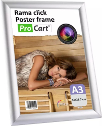 Rama click aluminiu A3 pentru postere sau afise colturi drepte gri