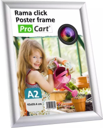 Rama click aluminiu pentru afisare mesaje publicitare format A2 fixare perete gri