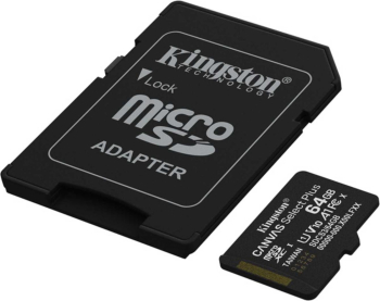 Card De Memorie Microsdxc Kingston 64 Gb Canvas Select Plus Gen3 100r A1 Adaptor 