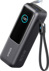 Acumulator extern Anker 25.000 mAh 165W 100W USB-C cablu USB-C retractabil Negru 