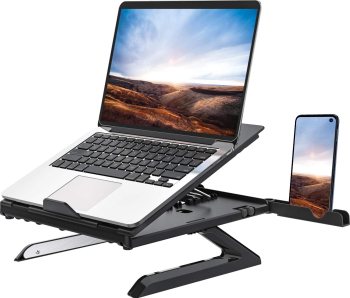 Stand pentru laptop ergonomic si portabil care asigura o ventilare eficienta si un unghi de inclinare reglabil