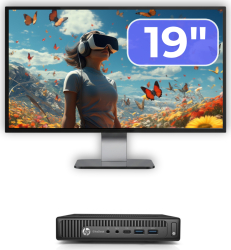 Pachet Calculator Second Hand HP Elitedesk 800 G2 Mini PC Intel Core i7-6700T 2.80GHz 8GB DDR4 128GB SSD + Monitor 19& 