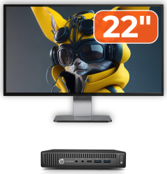 Pachet Calculator Refurbished HP EliteDesk 800 G2 Mini PC Intel Core i7-6700T 2.80 - 3.60GHz 16GB DDR4 512GB SSD + Monitor 22 Inch + 