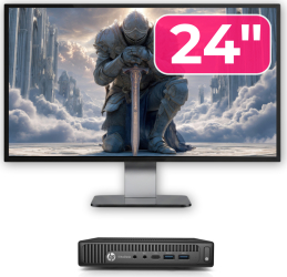 Pachet Calculator Second Hand HP EliteDesk 800 G2 Mini PC Intel Core i3-6100T 3.20GHz 8GB DDR4 256GB SSD + Monitor 24& 