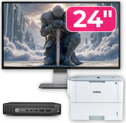 Pachet Calculator Second Hand HP Elitedesk 800 G2 Mini PC Intel Core i7-6700T 2.80GHz 16GB DDR4 512GB SSD + Monitor 24& and 