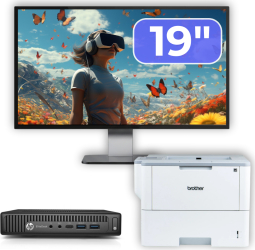 Pachet Calculator Second Hand HP Elitedesk 800 G2 Mini PC Intel Core i7-6700T 2.80GHz 8GB DDR4 128GB SSD + Monitor 19& and 