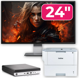 Pachet Calculator Second Hand HP EliteDesk 800 G3 Mini PC Intel Core i7-7700T 2.90GHz 8GB DDR4 256GB SSD Wi-Fi + Monitor 24& and 