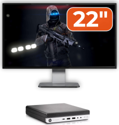 Pachet Calculator Second Hand HP EliteDesk 800 G3 Mini PC Intel Core i7-6700T 2.80GHz 8GB DDR4 256GB SSD + Monitor 22& 