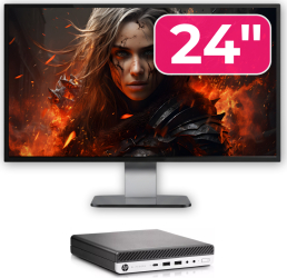 Pachet Calculator Second Hand HP EliteDesk 800 G3 Mini PC Intel Core i7-6700T 2.80GHz 8GB DDR4 256GB SSD + Monitor 24& 