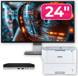 Pachet Calculator Second Hand HP ProDesk 400 G4 Mini PC Intel Core i3-8100T 3.40GHz 8GB DDR4 256GB SSD + Monitor 24& and Imprimanta 