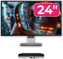 Pachet Calculator Second Hand HP ProDesk 400 G4 Mini PC Intel Core i5-8500T 2.10 - 3.50GHz 8GB DDR4 256GB SSD + Monitor 24& 