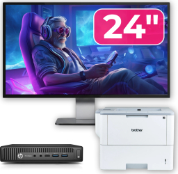 Pachet Calculator Second Hand HP Prodesk 600 G2 Mini PC Intel Core i5-6500T 2.50GHz 8GB DDR4 256GB SSD + Monitor 24& and Imprimanta 