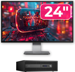 Pachet PC Second Hand HP ProDesk 600 G2 SFF Intel Core i3-6100 3.70GHz 8GB DDR4 120GB SSD + 500GB HDD + Monitor 24& 