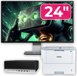 Pachet Calculator Second Hand HP ProDesk 600 G3 SFF Intel Core i3-6100 3.70GHz 8GB DDR4 256GB SSD DVD-ROM + Monitor 24& and 