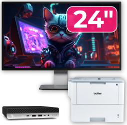 Pachet Calculator Second Hand HP ProDesk 600 G5 Mini Intel Core i5-8500T 2.10 - 3.50GHz 8GB DDR4 256GB SSD + Monitor 24& and 