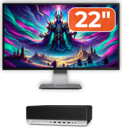 Pachet Calculator Second Hand HP ProDesk 800 G3 SFF Intel Core i5-7500 3.40-3.80GHz 8GB DDR4 256GB SSD + Monitor 22& 