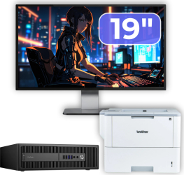 Pachet PC Second Hand HP ProDesk 600 G2 SFF Intel Core i5-6500 3.20GHz 8GB DDR4 120GB SSD + 500GB HDD + Monitor 19& and Imprimanta 