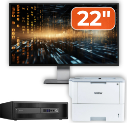 Pachet PC Second Hand HP ProDesk 600 G2 SFF Intel Core i3-6100 3.70GHz 8GB DDR4 120GB SSD + 500GB HDD + Monitor 22& and Imprimanta 