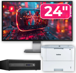 Pachet Calculator Second Hand HP ProDesk 600 G2 SFF Intel Core i7-6700 3.40GHz 8GB DDR4 256GB SSD + Monitor 24& and Imprimanta 