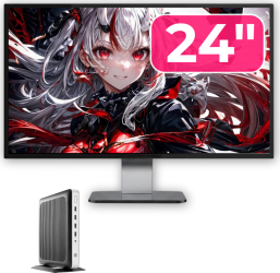 Pachet PC Second Hand HP T630 Thin Client AMD GX-420GI 2.00GHz 8GB DDR4 32GB SSD Flash + Monitor 24& 