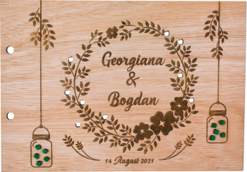 Album Foto de Nunta Personalizat din lemn GuestBook Felinar 30x21 cm 
