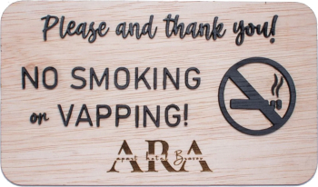 Indicator din lemn HH1562 No Smoking No Vaping Personalizat 20x12 cm 