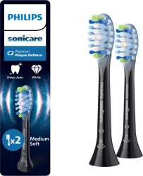 Rezerve Philips Sonicare Plaque Defence HX9042\/88 pachet de 2 capete de periere Standard click-on sincronizarea modurilor BrushSync Negru